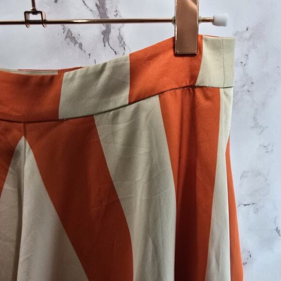 Mare Ware Skirt Womens XS Orange Stripe Midi Circle Diagonal 50s Long Isla - Picture 11 of 12